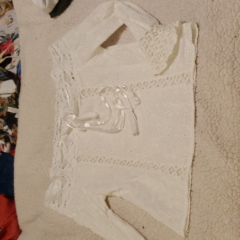 Lace off the shoulder shirt, 3/4 sleeve